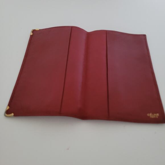 Celine Vintage Notbook Cover Notebook Book Case 4x6 Red Bifold Leather Italian - Picture 3 of 9